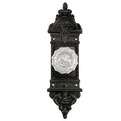 ##Antique Hardware## L'Enfant Backplate Door Set with Fluted Crystal Door Knobs (Several Finishes Available)