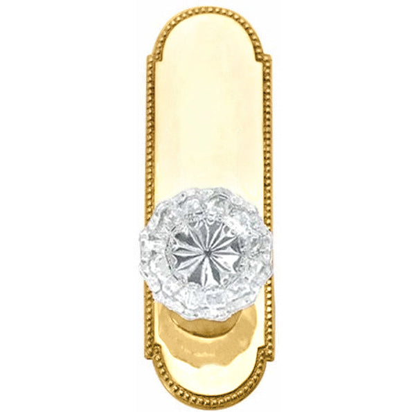 Arched Beaded Backplate Door Set with Fluted Crystal Door Knobs (Several Finishes Available)