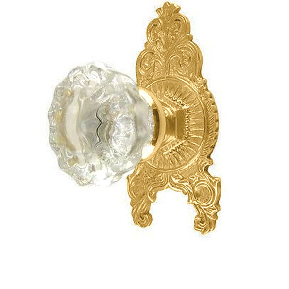 Ornate Victorian Rosette Door Set with Crystal Fluted Door Knobs (Several Finishes Available)