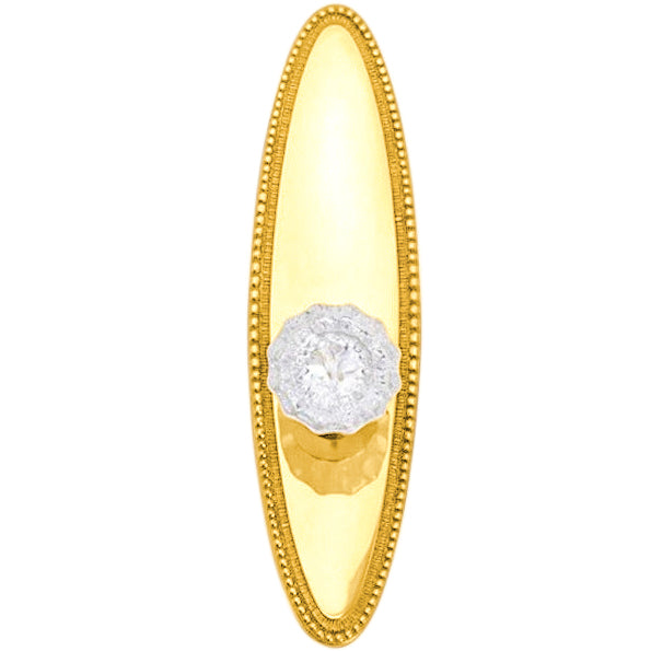 Oval Beaded Backplate Door Set with Fluted Crystal Door Knobs (Several Finishes Available)