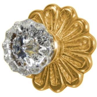 Maltesia Flower Rosette Door Set with Fluted Crystal Door Knobs (Several Finishes Available)