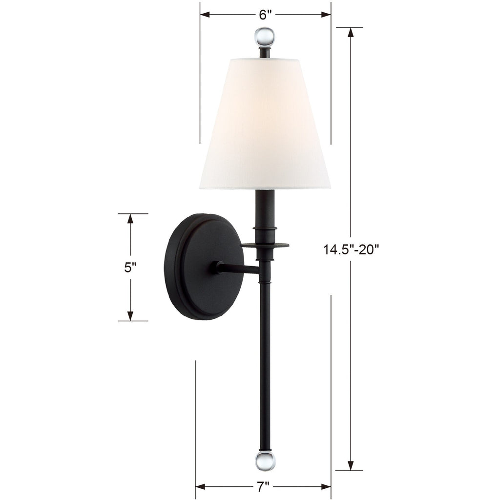 Riverdale 1 Light Black Forged Sconce Crystorama