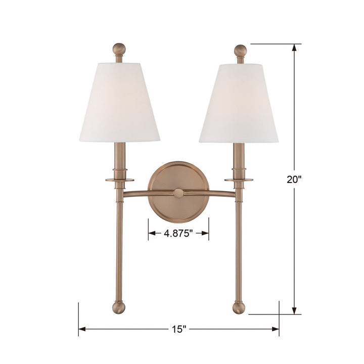 Riverdale 2 Light Aged Brass Sconce Crystorama