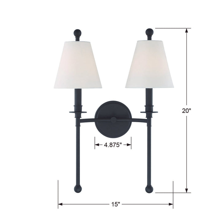 Riverdale 2 Light Black Forged Sconce Crystorama