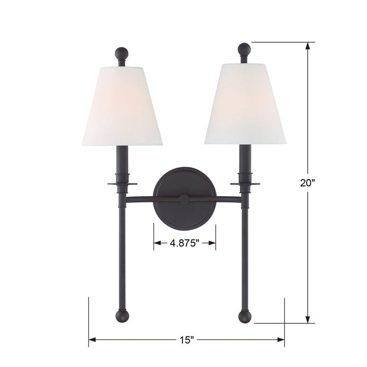 Riverdale 2 Light Dark Bronze Sconce Crystorama