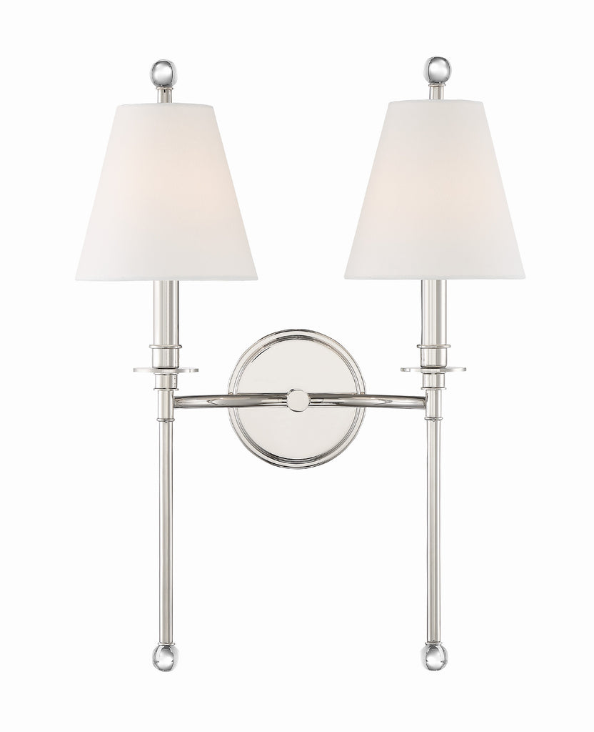 Riverdale 2 Light Polished Nickel Sconce Crystorama