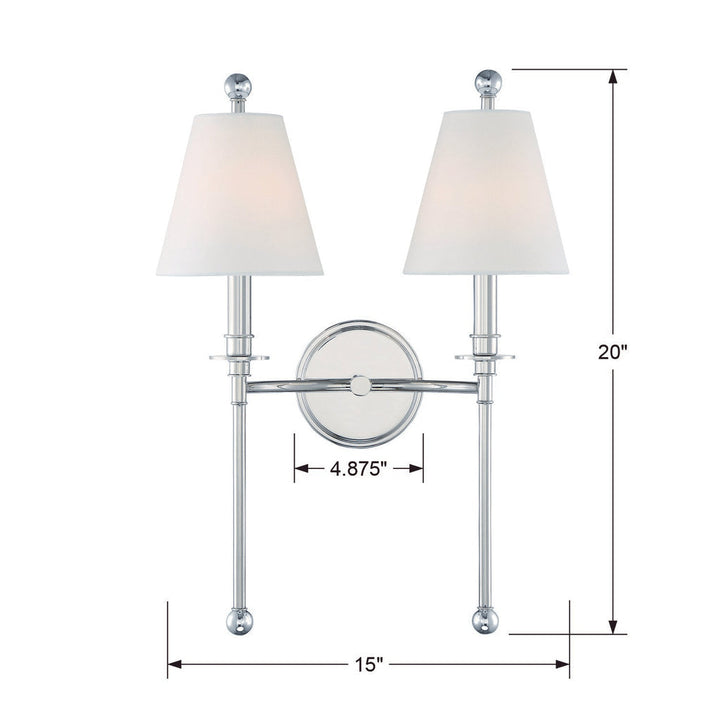 Riverdale 2 Light Polished Nickel Sconce Crystorama