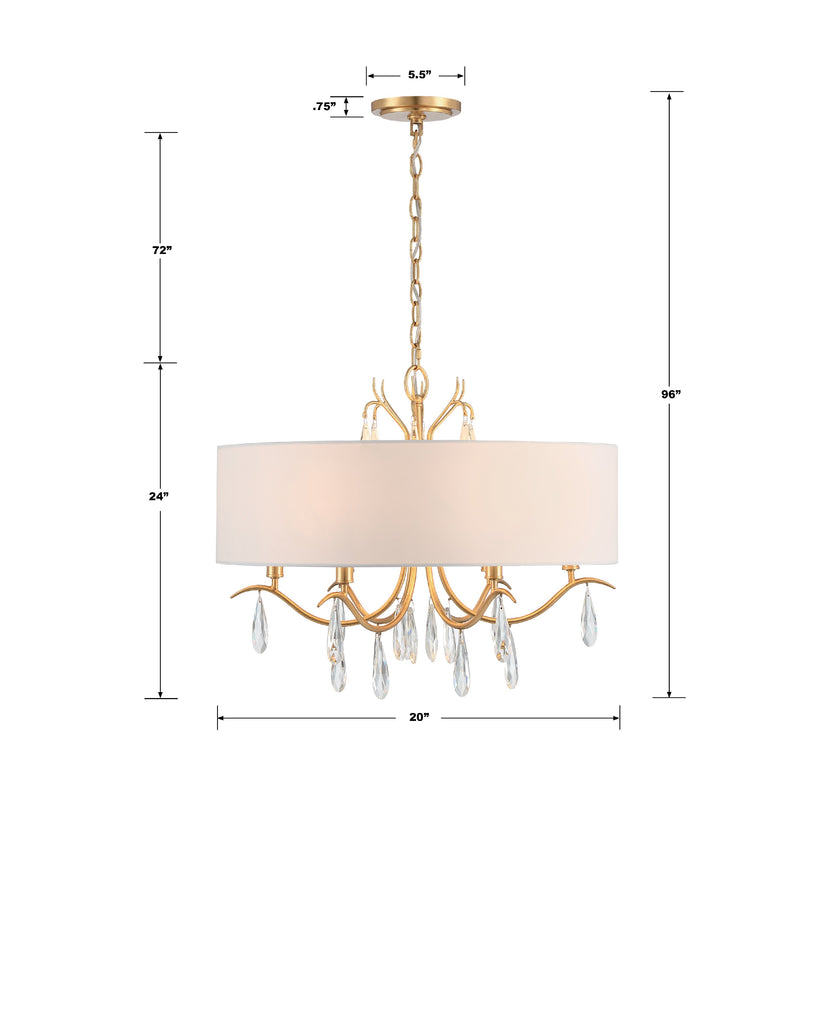 Rollins 6 Light Antique Gold Chandelier Crystorama