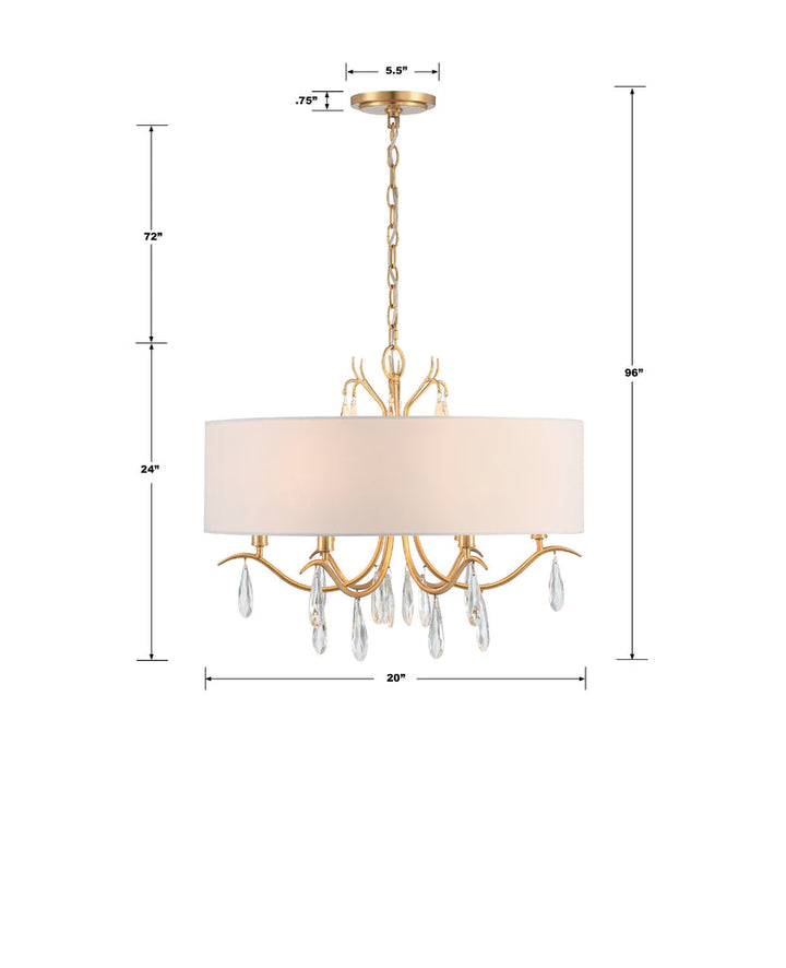 Rollins 6 Light Antique Gold Chandelier Crystorama