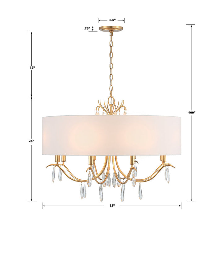 Rollins 8 Light Antique Gold Chandelier Crystorama