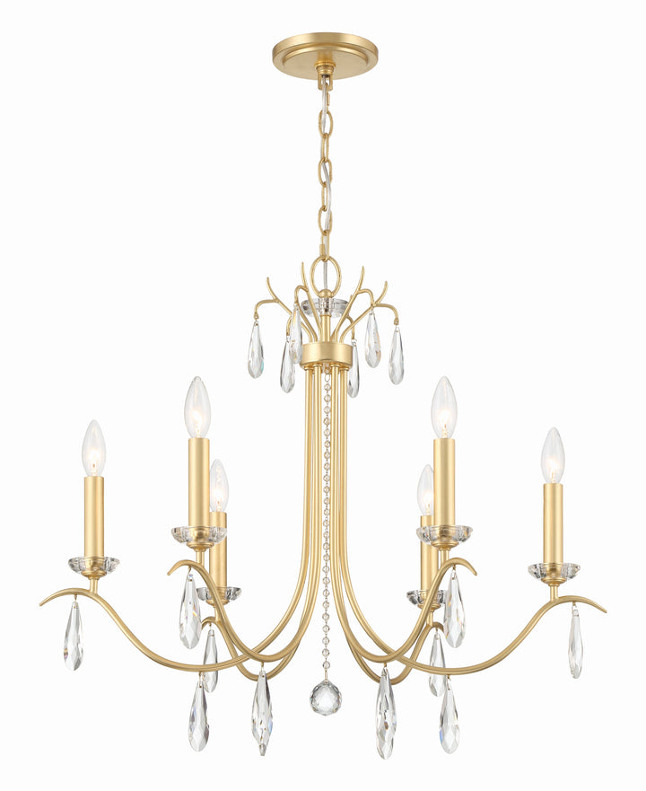 Rollins 6 Light Antique Gold Chandelier Crystorama