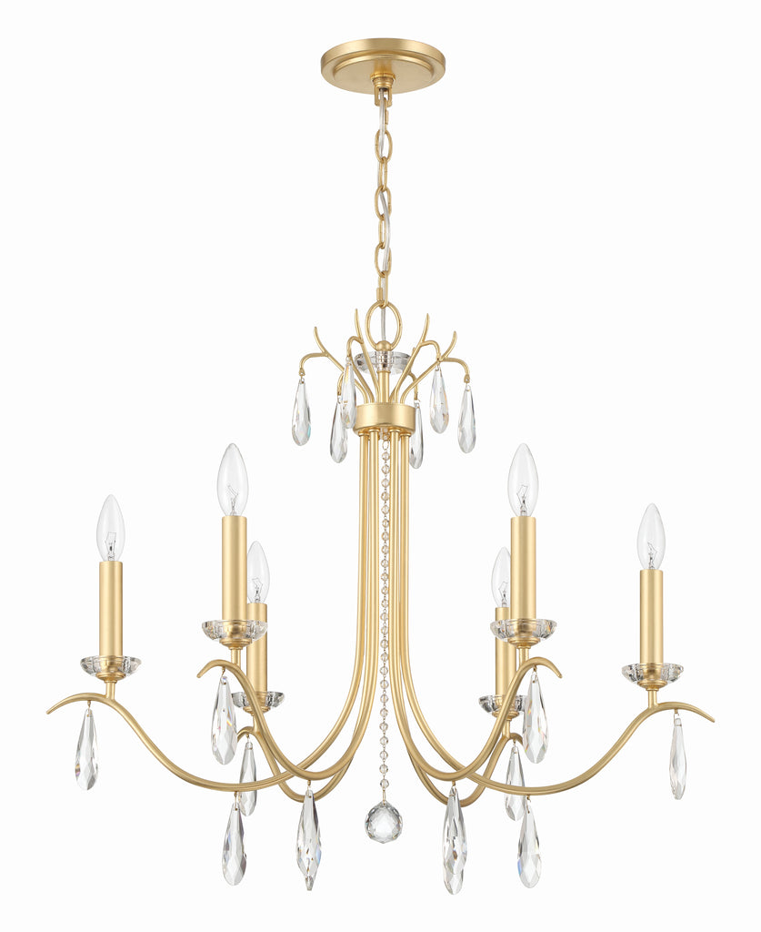 Rollins 6 Light Antique Gold Chandelier Crystorama