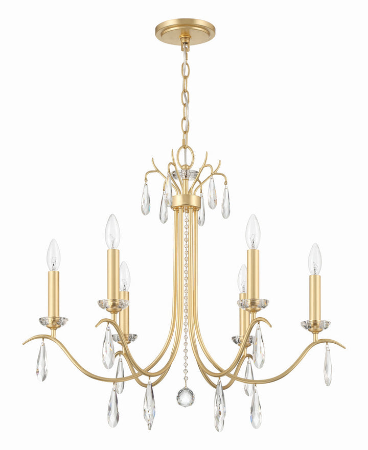 Rollins 6 Light Antique Gold Chandelier Crystorama