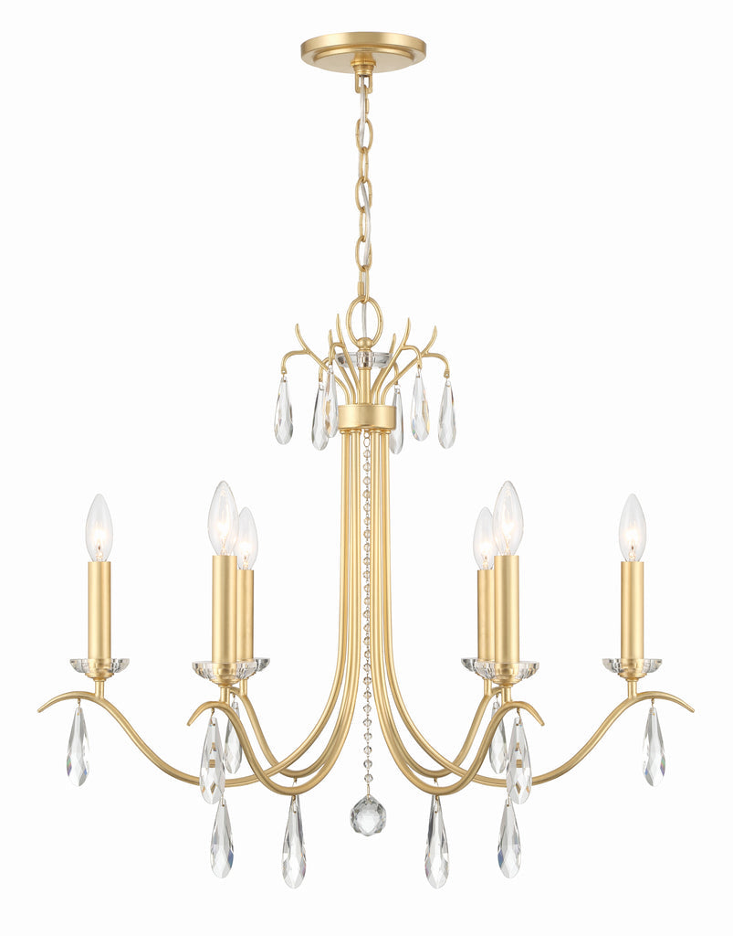 Rollins 6 Light Antique Gold Chandelier Crystorama