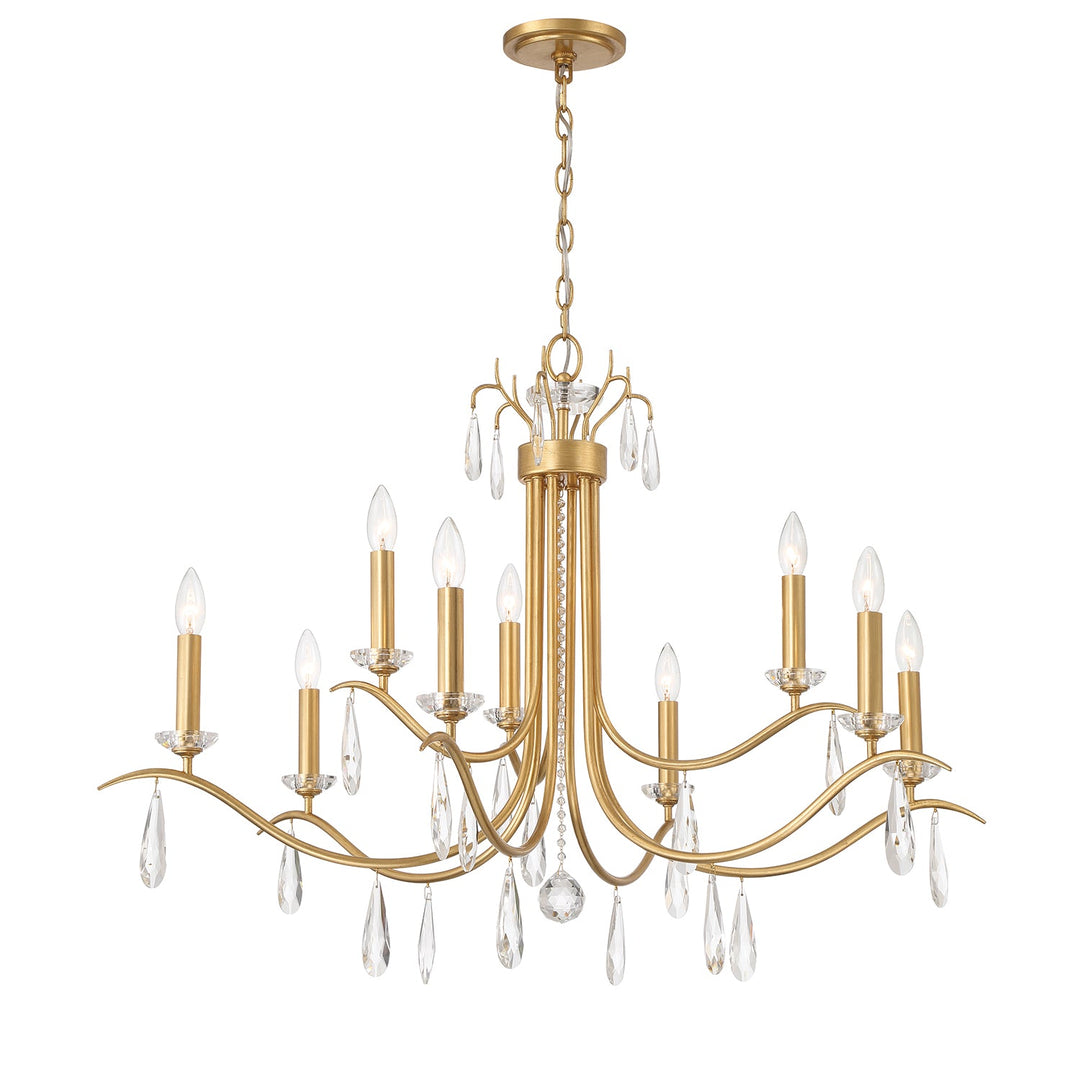 Rollins 9 Light Antique Gold Chandelier Crystorama