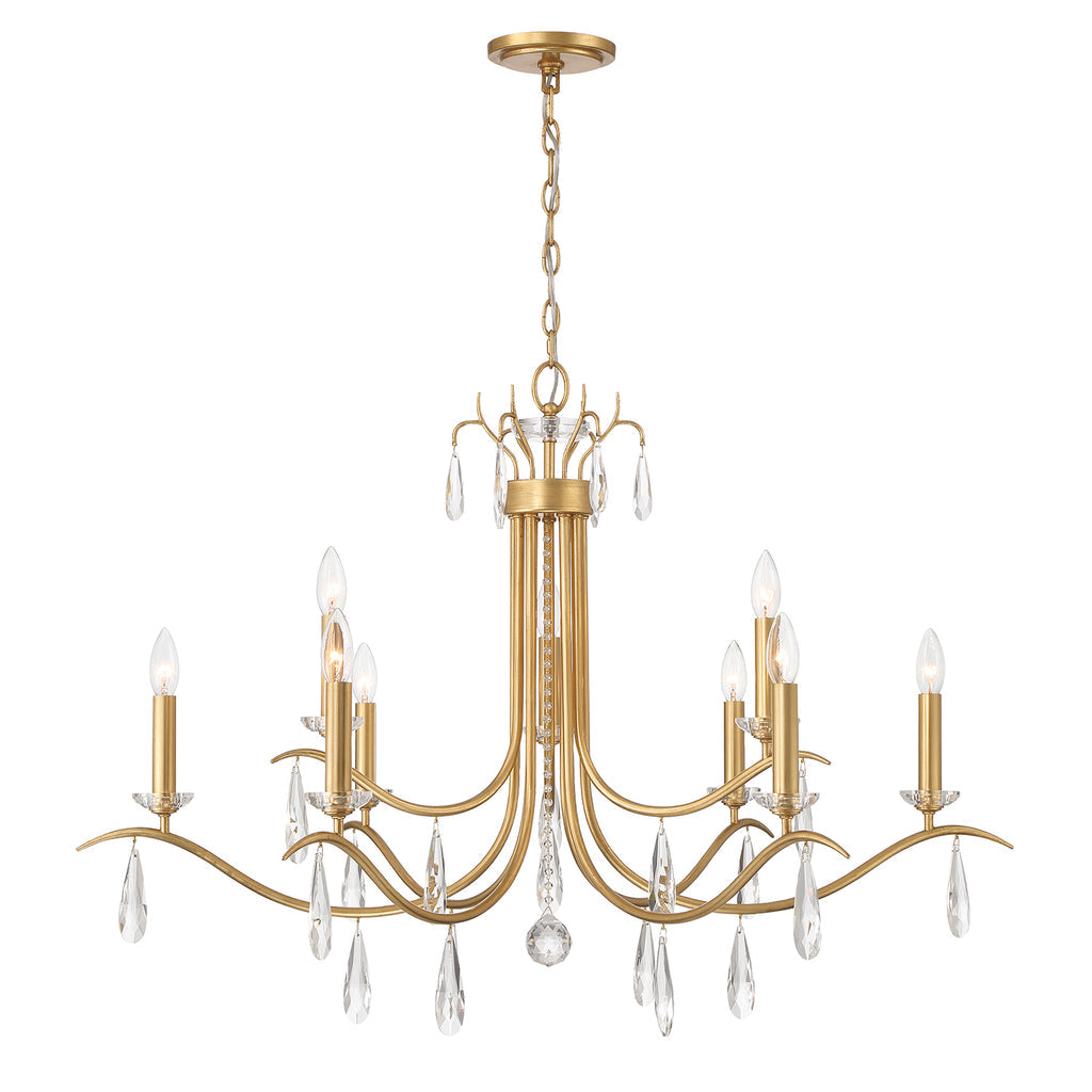 Rollins 9 Light Antique Gold Chandelier Crystorama