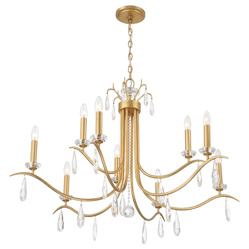 Rollins 9 Light Antique Gold Chandelier Crystorama