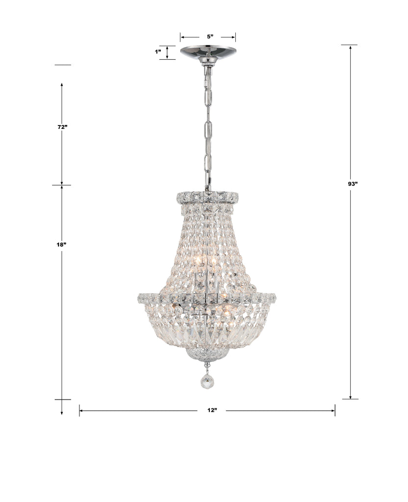 Roslyn 5 Light Polished Chrome Mini Chandelier Crystorama