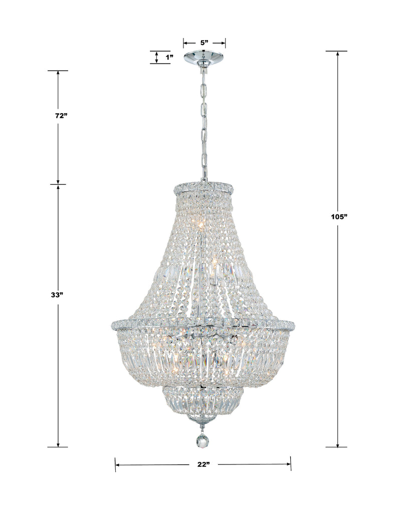 Roslyn 9 Light Polished Chrome Chandelier Crystorama