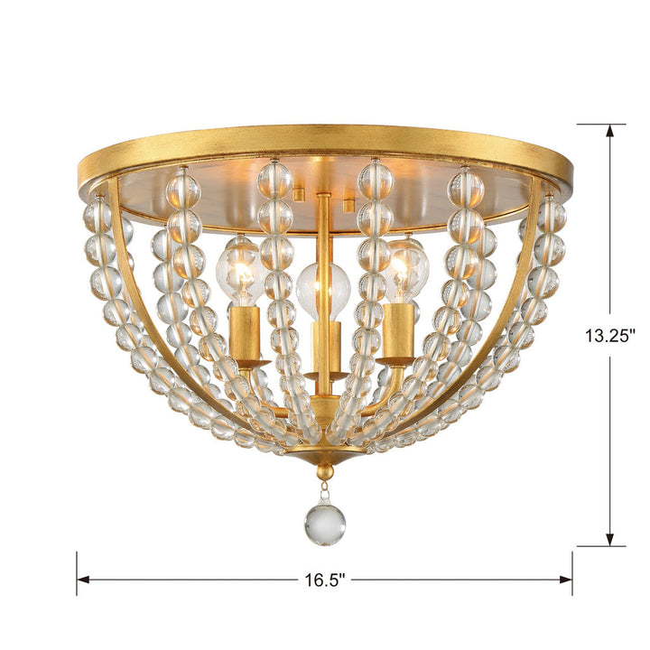 Crystorama Crystorama Roxy 3 Light Antique Gold Flush Mount