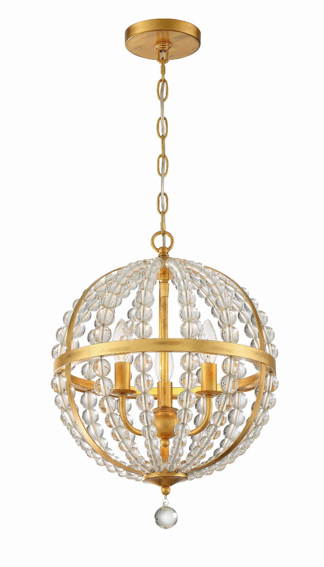 Roxy 3 Light Antique Gold Mini Chandelier Crystorama