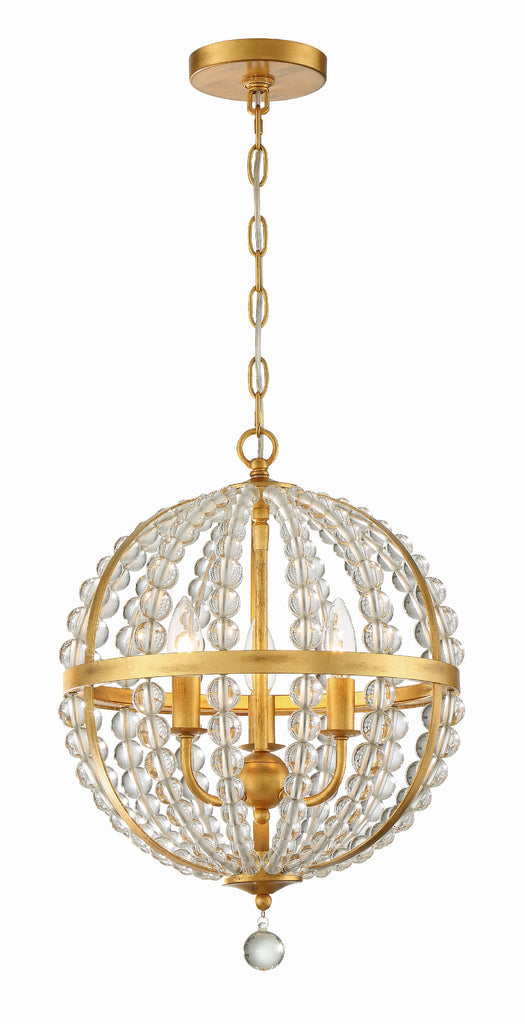 Roxy 3 Light Antique Gold Mini Chandelier Crystorama