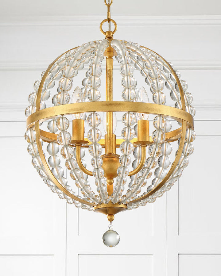 Roxy 3 Light Antique Gold Mini Chandelier Crystorama