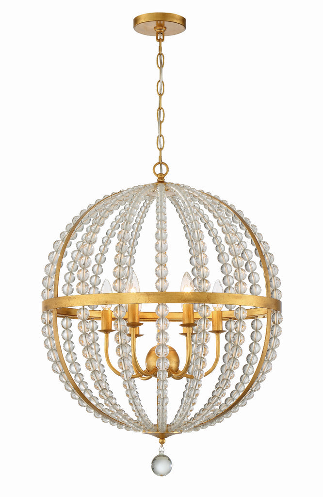 Roxy 6 Light Antique Gold Chandelier Crystorama