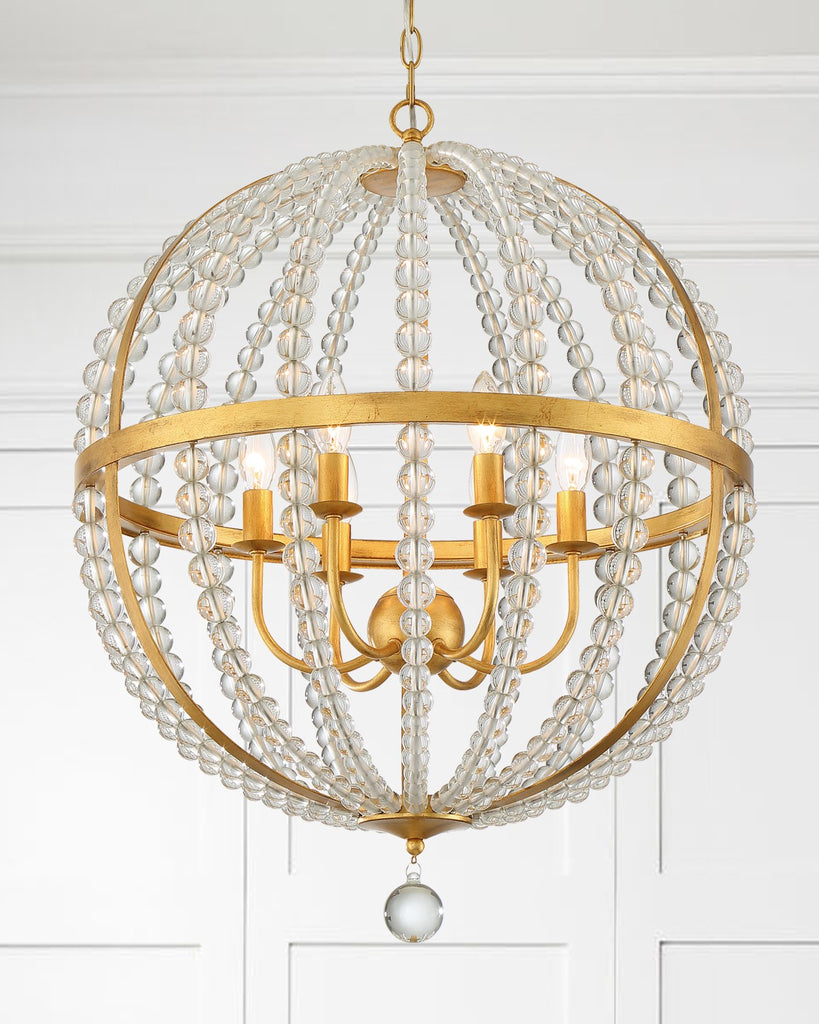 Roxy 6 Light Antique Gold Chandelier Crystorama