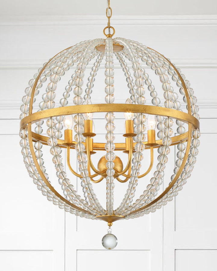 Roxy 6 Light Antique Gold Chandelier Crystorama