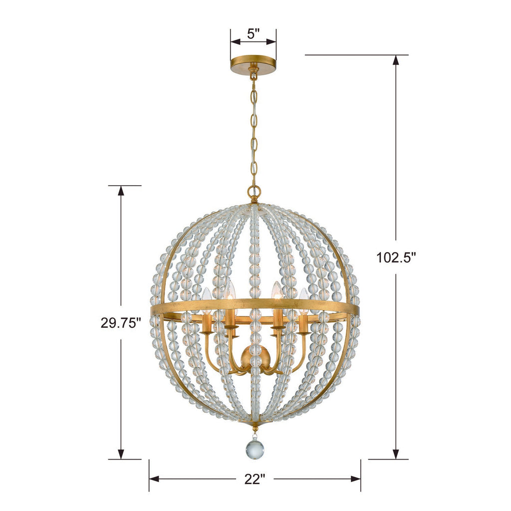 Roxy 6 Light Antique Gold Chandelier Crystorama