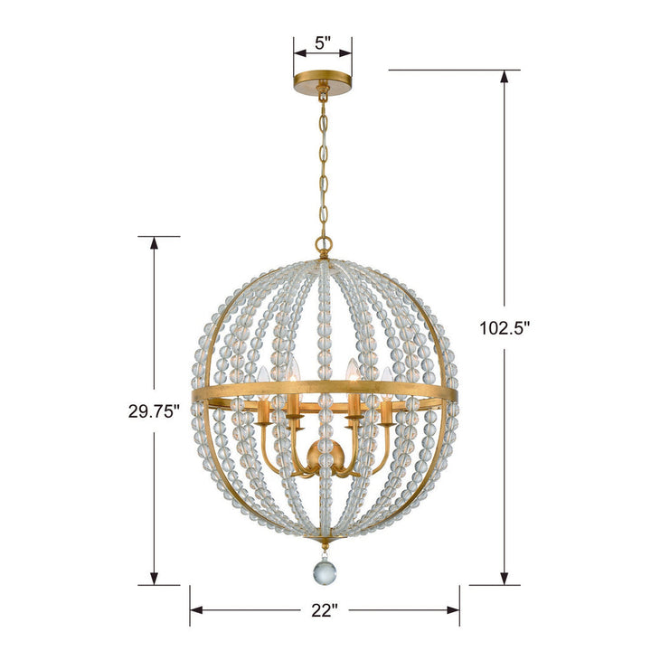 Roxy 6 Light Antique Gold Chandelier Crystorama