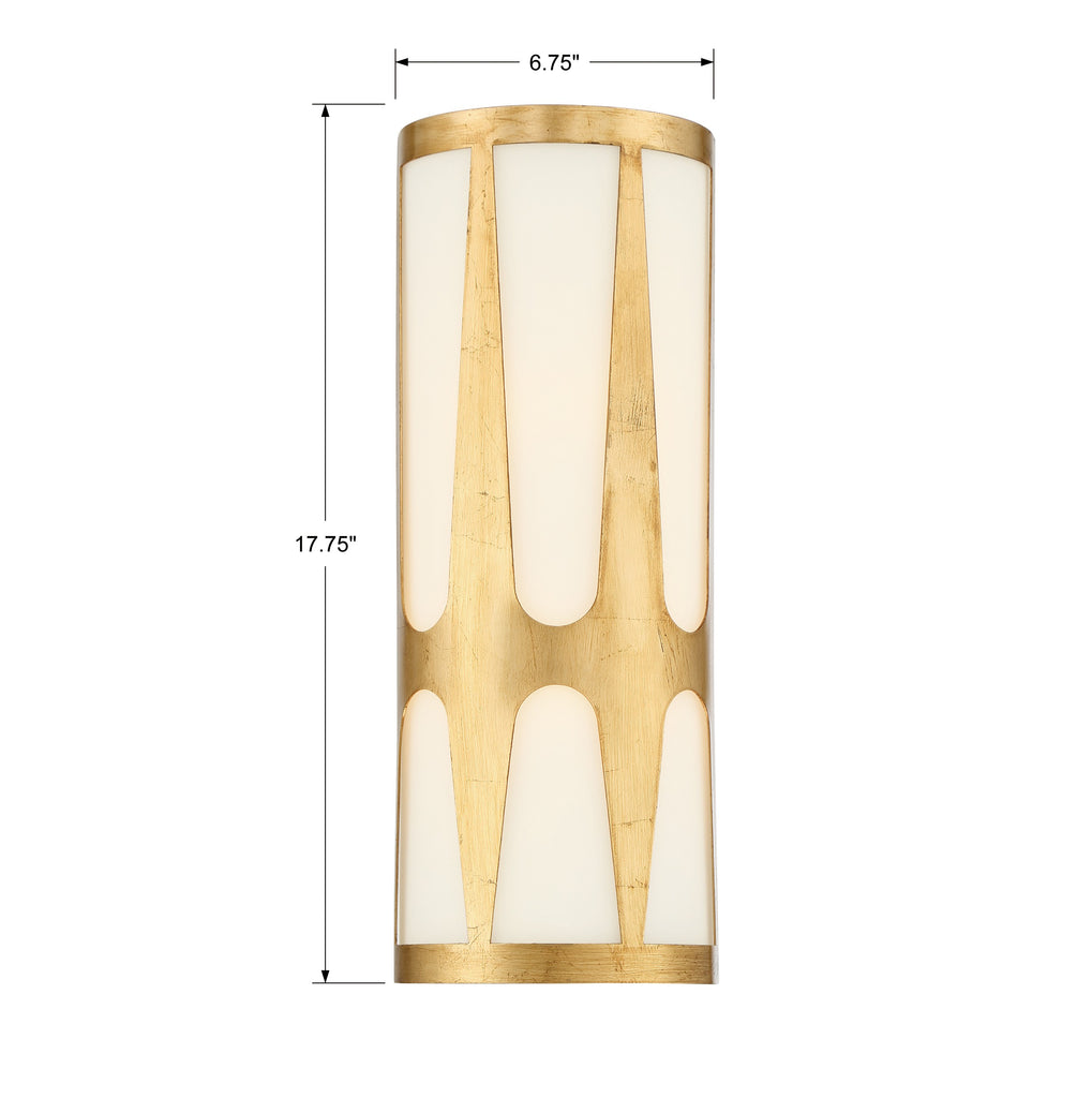 Royston 2 Light Antique Gold Sconce Crystorama