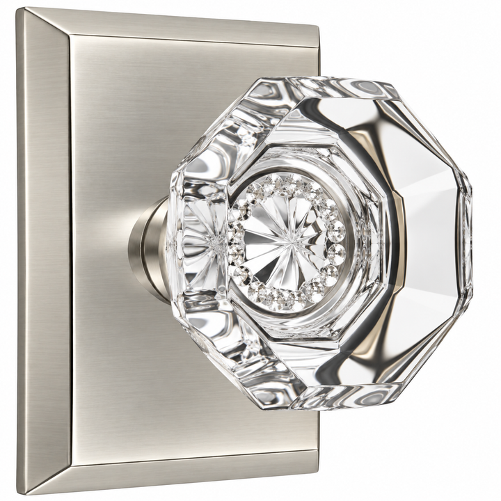 Magnifique® Rectangular Door Set with Crystal Octagon Knobs (Several Finishes Available)