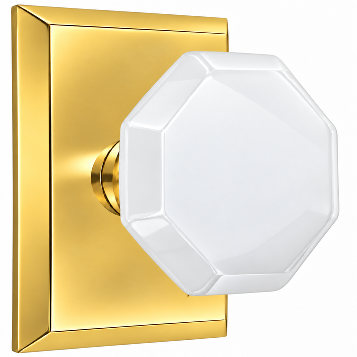 Magnifique® Rectangular Door Set with White Milk Glass Knobs (Several Finishes Available)