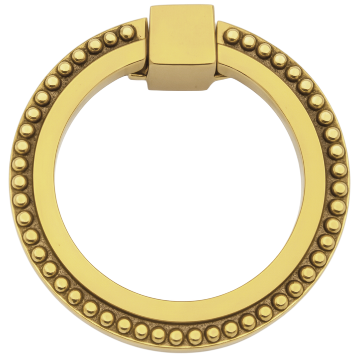 3 Inch Solid Brass Beaded Drawer Ring Pull (Several Finishes Available)