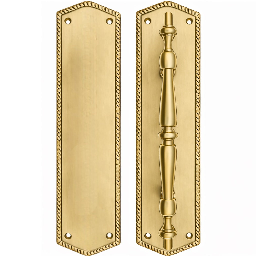 12 Inch Georgian Oval Roped Style Door Pull & Plate Set