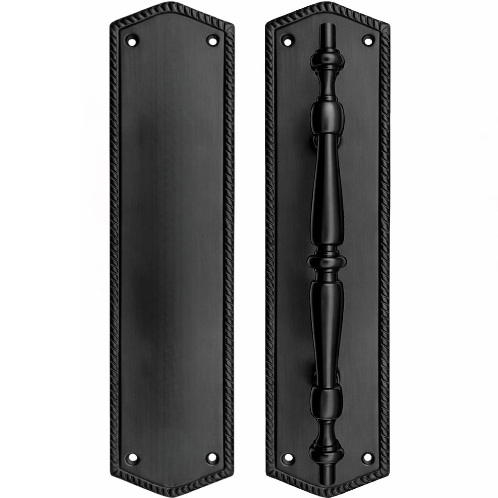 12 Inch Georgian Oval Roped Style Door Pull & Plate Set