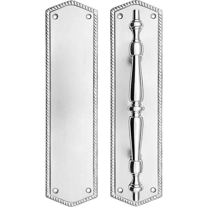12 Inch Georgian Oval Roped Style Door Pull & Plate Set