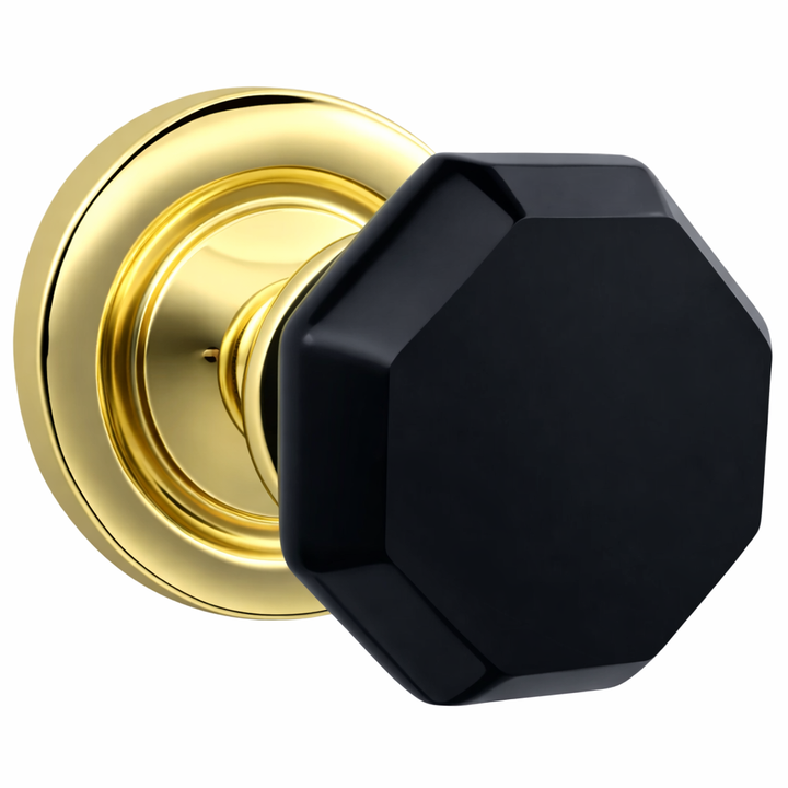 Magnifique® Classic Door Set with Black Glass Octagon Knobs (Several Finishes Available)