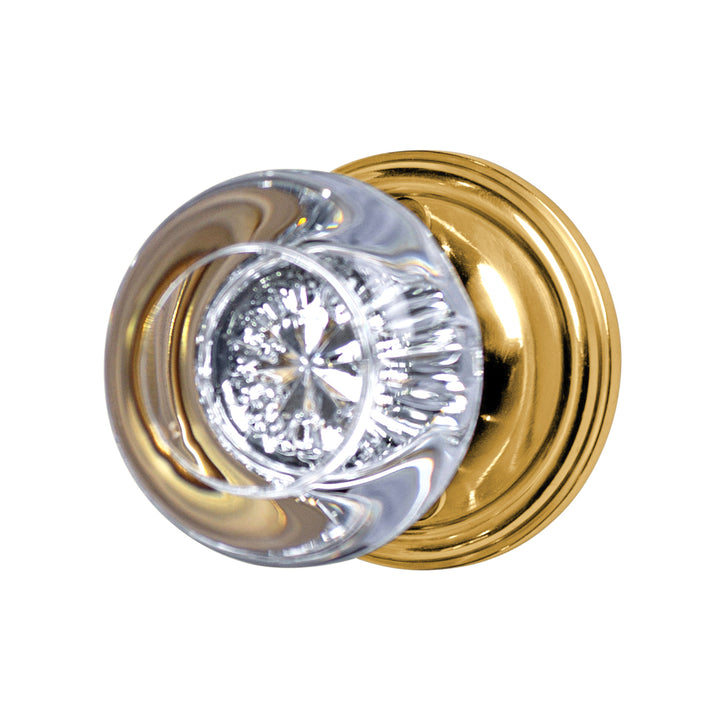 Traditional Rosette Door Set with Beveled Round Crystal Knob (Several Finishes Available)