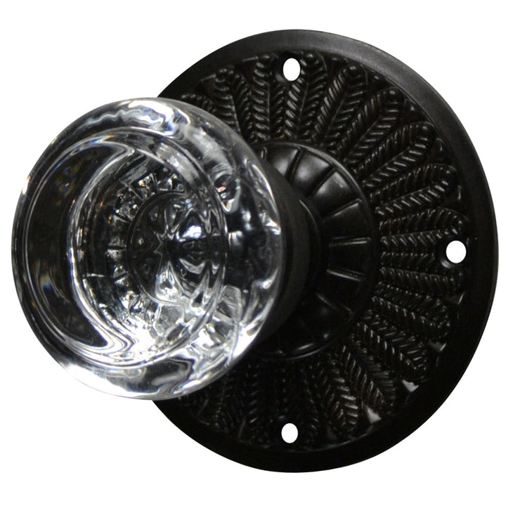 Feather Rosette Door Set with Round Crystal Door Knobs (Several Finishes Available) COPPER MOUNTAIN HARDWARE