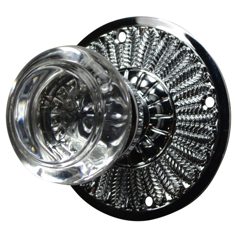 Feather Rosette Door Set with Round Crystal Door Knobs (Several Finishes Available) COPPER MOUNTAIN HARDWARE