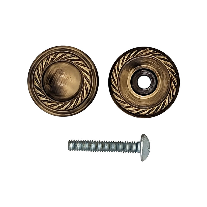 1 Inch Solid Brass Georgian Roped Round Cabinet & Furniture Knob COPPER MOUNTAIN HARDWARE