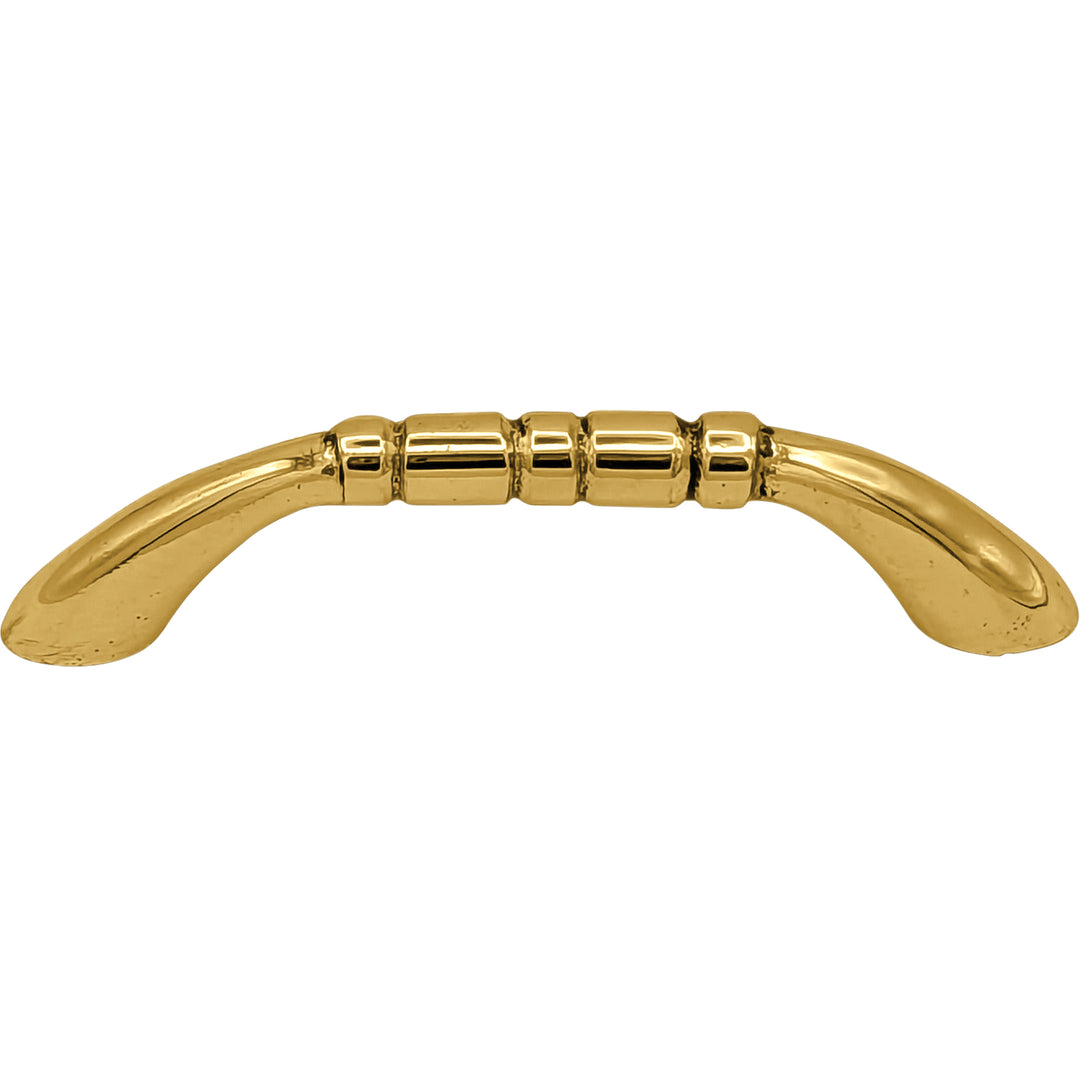3 1/2 Inch Overall (3 Inch c-c) Solid Brass Traditional Pull