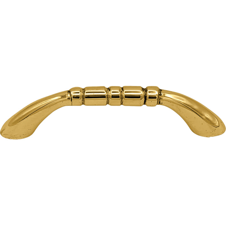 3 1/2 Inch Overall (3 Inch c-c) Solid Brass Traditional Pull