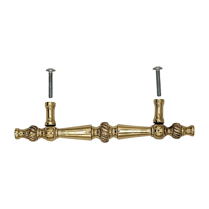 6 1/2 Inch Overall (4 Inch c-c) Solid Brass Georgian Pull (Several Finishes Available) COPPER MOUNTAIN HARDWARE