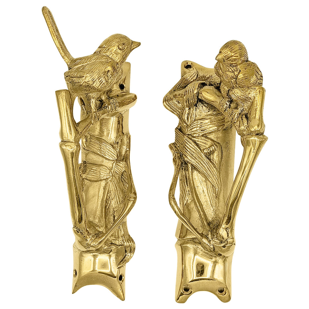 Solid Brass Bamboo and Wren Bird Pulls COPPER MOUNTAIN HARDWARE
