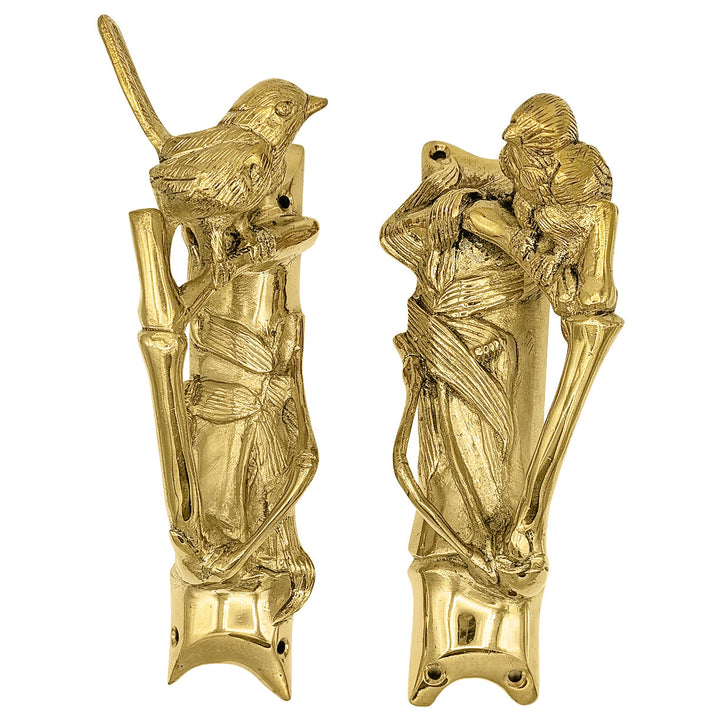 Solid Brass Bamboo and Wren Bird Pulls COPPER MOUNTAIN HARDWARE