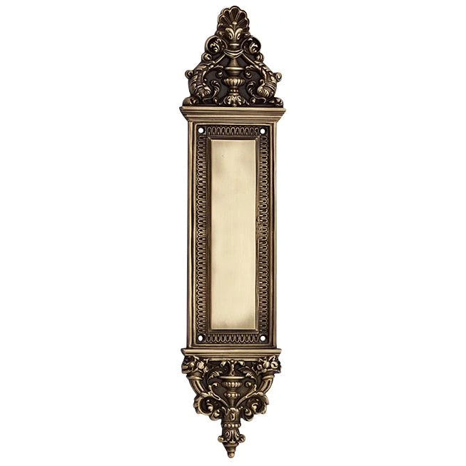 Solid Brass Ornate Victorian Push Plate (Antique Brass Finish) COPPER MOUNTAIN HARDWARE